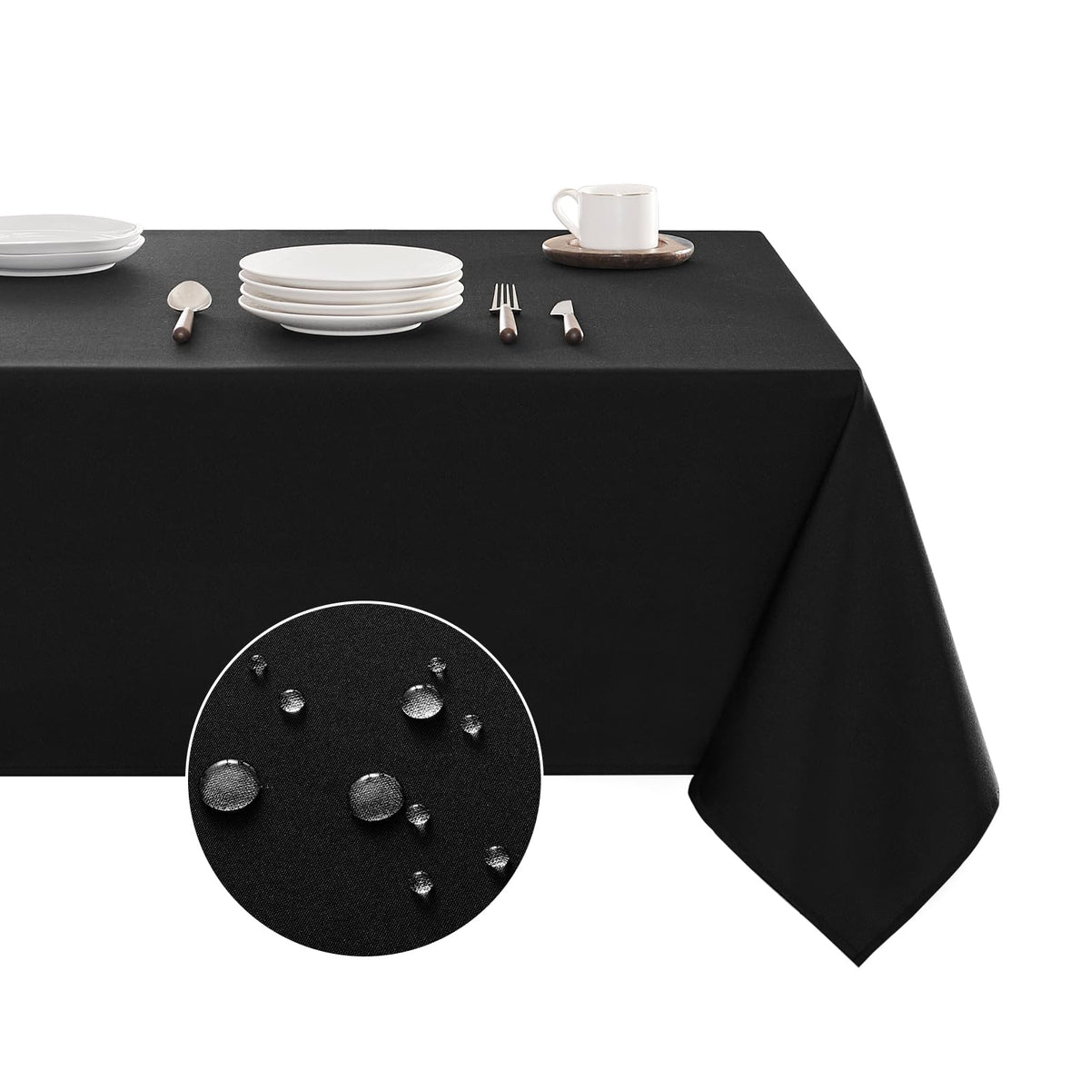 Veblandy Table Cloth Rectangle Waterproof Spill-Proof Wrinkle-Free Tablecloth Washable, Kitchen Dining Tabletop Decoration, Fabric Table Cover for Indoor and Outdoor Use, 52 x 70 Inch, Navy Blue