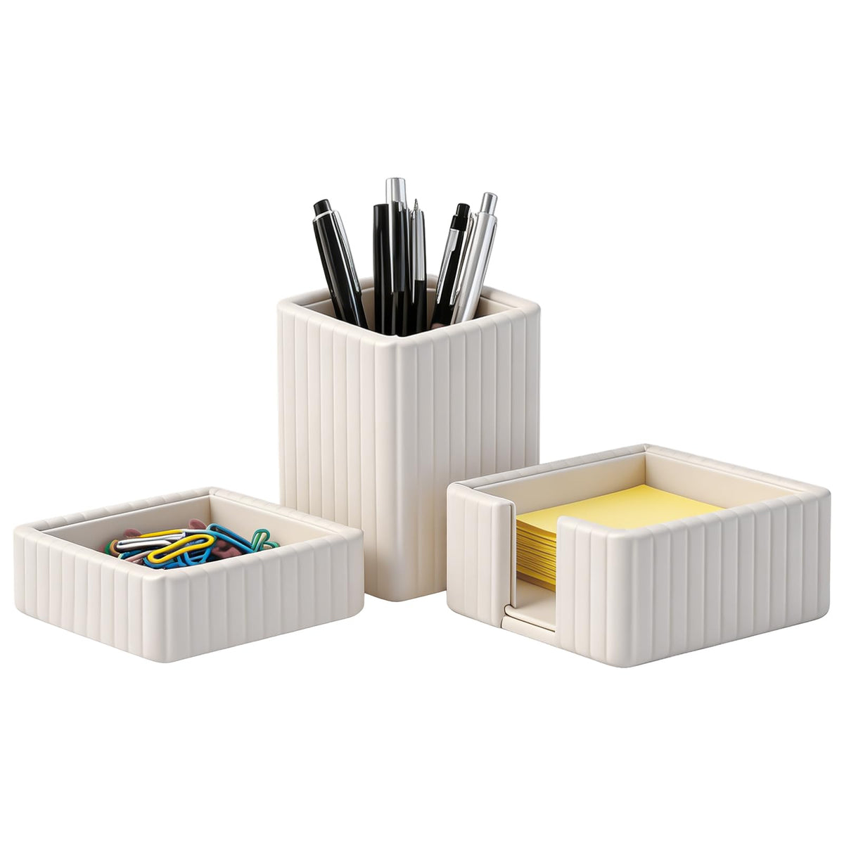 3 Pack Desk Organizer Set of Pen Holder,Paperclip Storage Sticky Note Holde