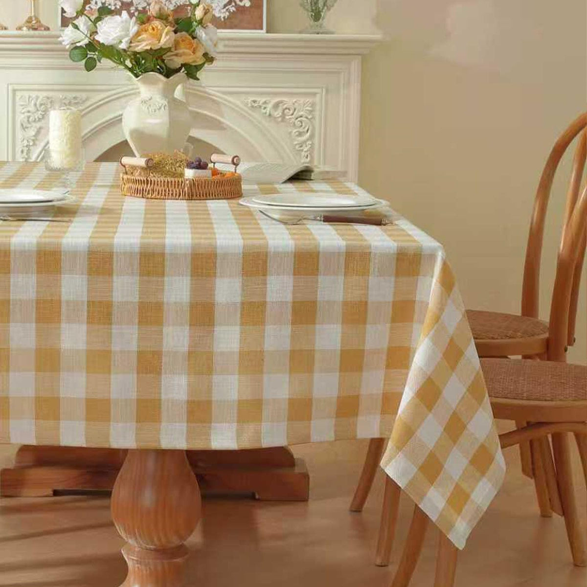 Gingham Tablecloths Rectangular Washable Picnic Table Cover 55”x 70”