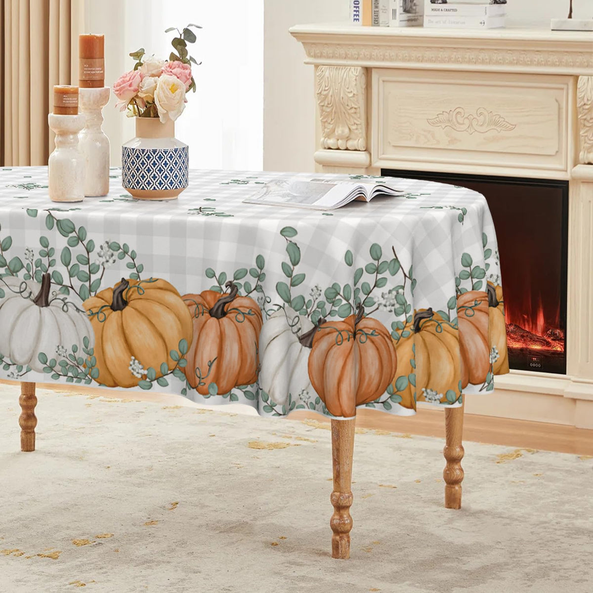 Horaldaily Fall Tablecloth 52 x 70 Inch Rectangular Thanksgiving