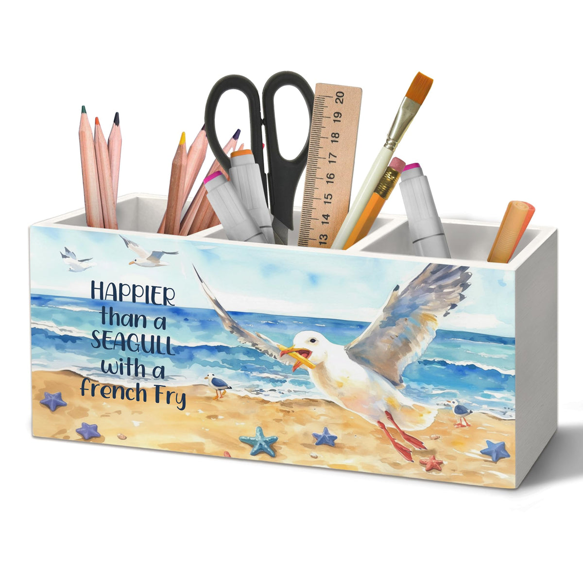 Coastal Beach Sea Turtle Pen Holder Organizer for Desk Accessories