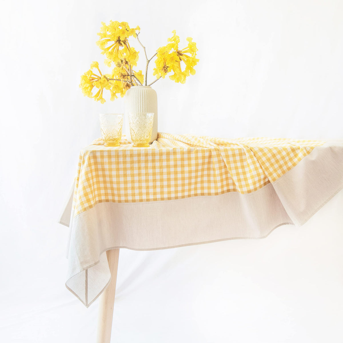 MONDAY MOOSE Ruffle Farmhouse Rustic Rectangle Natural Stonewashed Cotton Tablecloth for Kitchen, Dining Room, Restaurant (60x86 inch, Teal Green)
