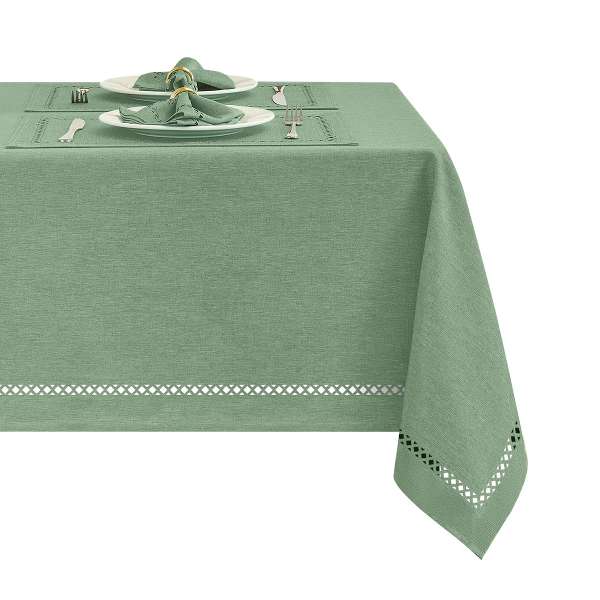 Flaxen 52x70 Rectangle Polyester Linen Farmhouse Tablecloth