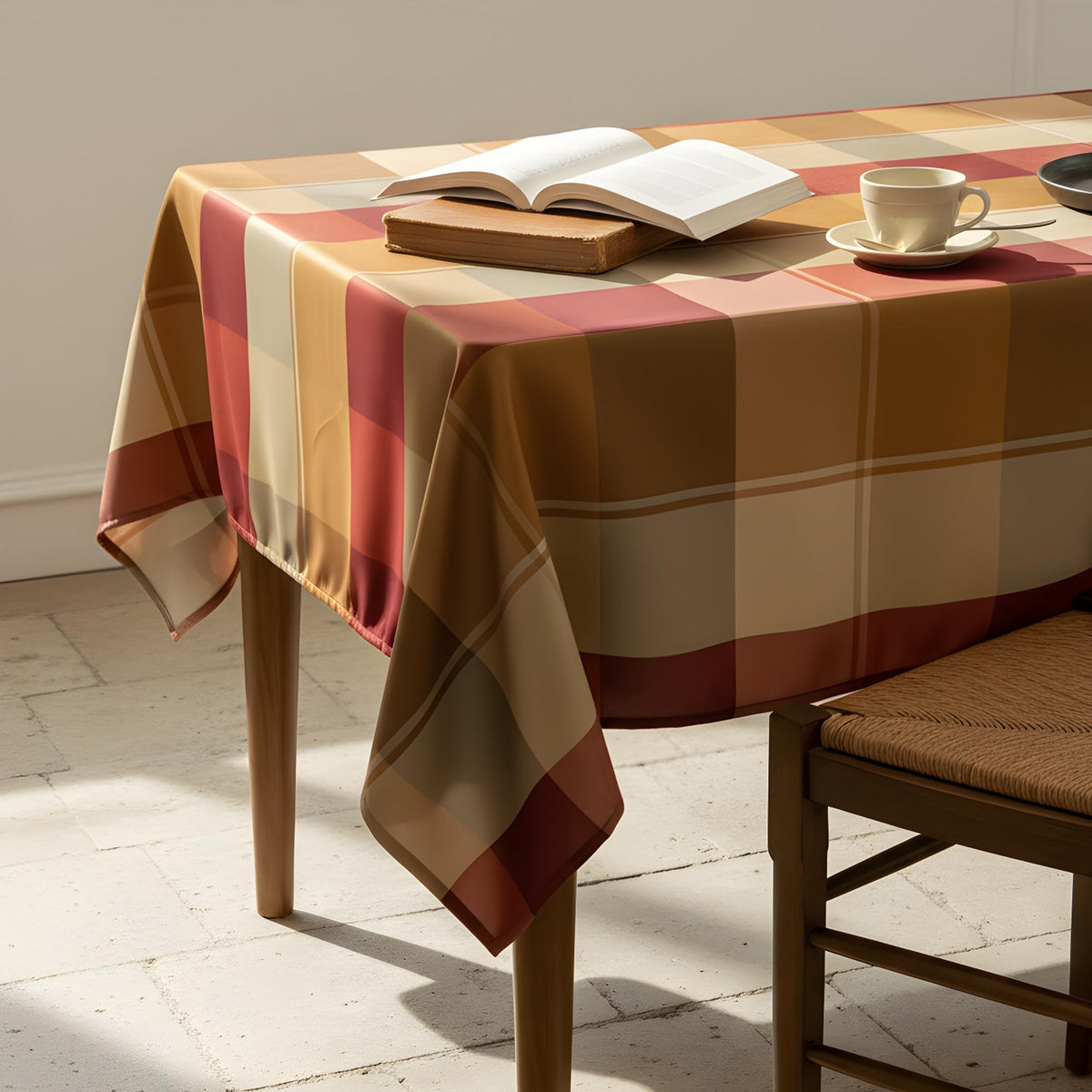 Rectangle Plaid Tablecloth for Thanksgiving, 60x84 inches