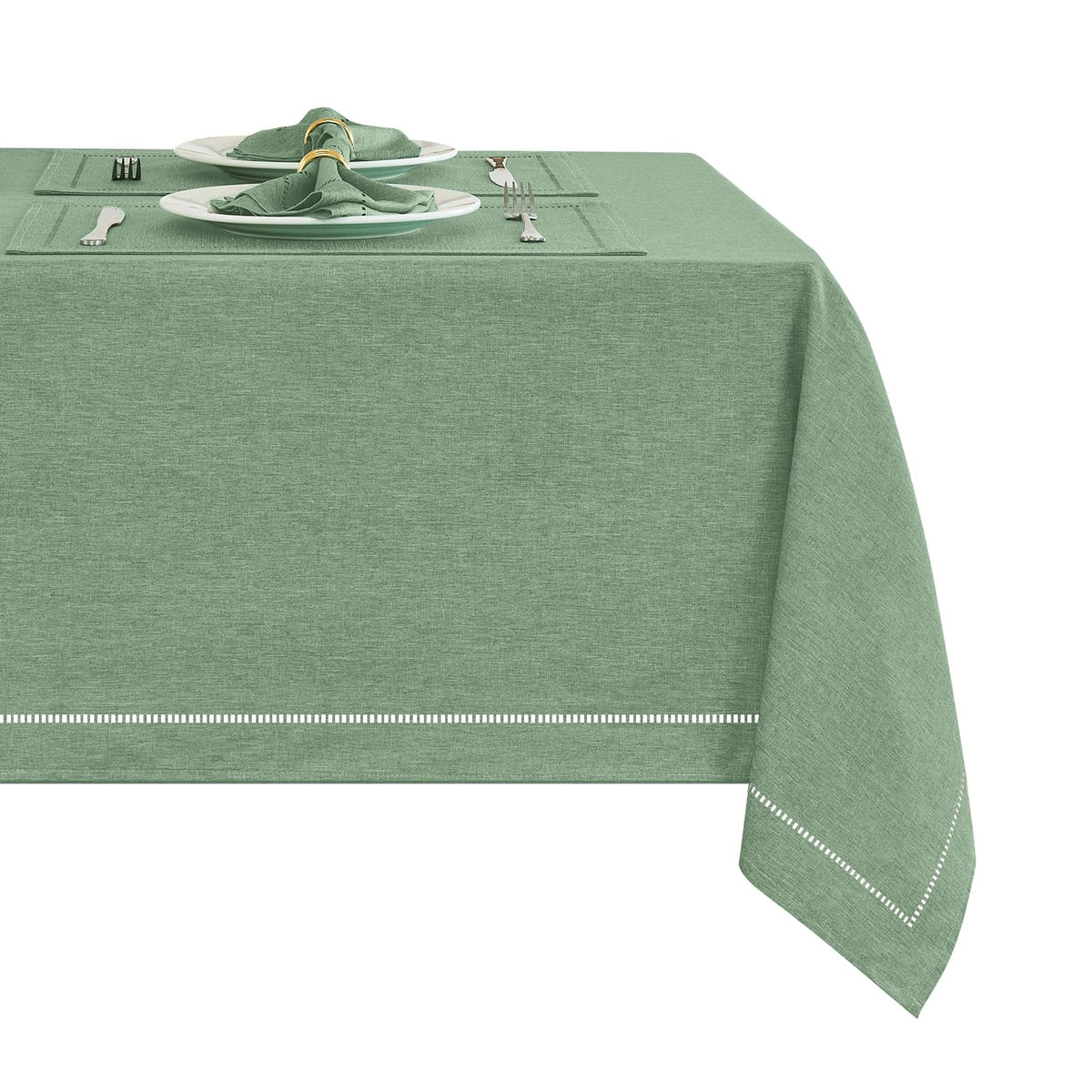 Flaxen 52x70 Rectangle Polyester Linen Farmhouse Tablecloth