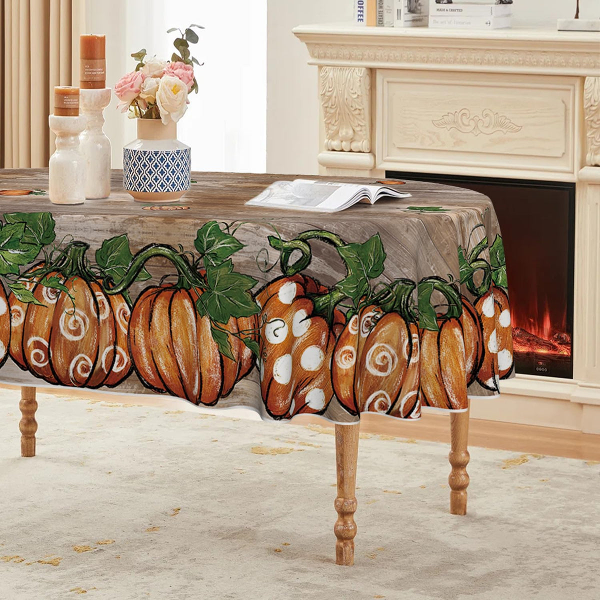 Horaldaily Fall Tablecloth 60 x 60 Inch Square Thanksgiving Pot