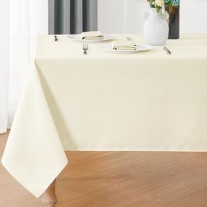 Veblandy Faux Linen Rectangle Tablecloth Waterproof 52x70 inch Table Cloth Stain and Wrinkle Resistant Washable, Decorative Fabric Table Cover for Dining, Kitchen, Wedding and Parties, Coffee