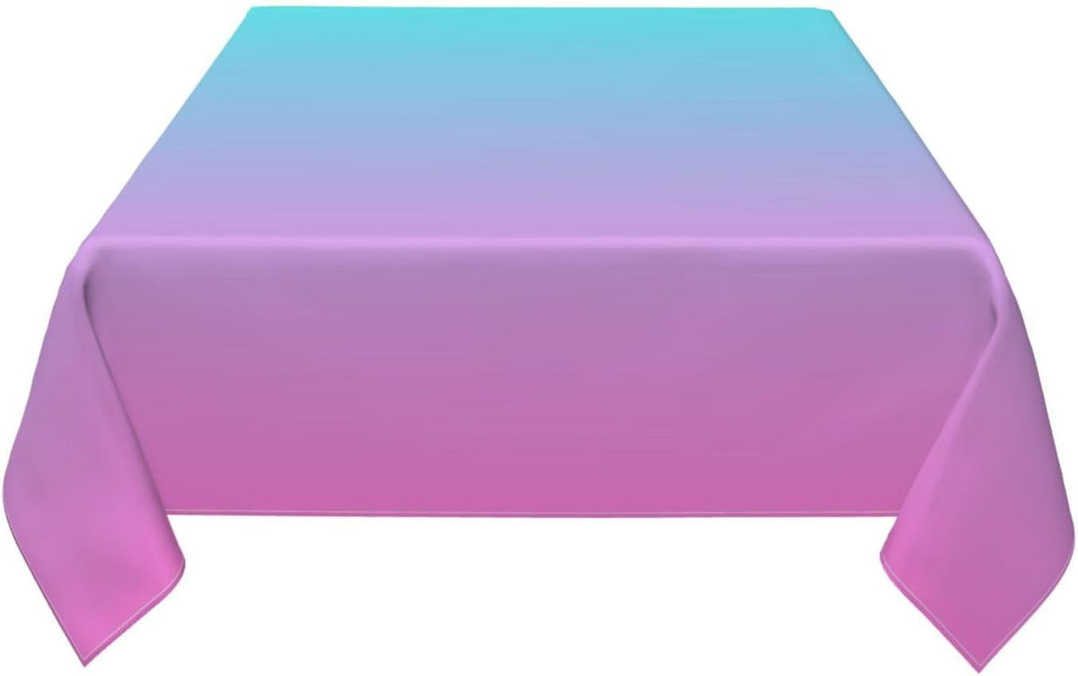 Square Table Cloth, Purple Pink Aqua Ombre Tablecloths Washable Table Cover for Kitchen Dinning Party Tabletop Modern Decoration,60inch