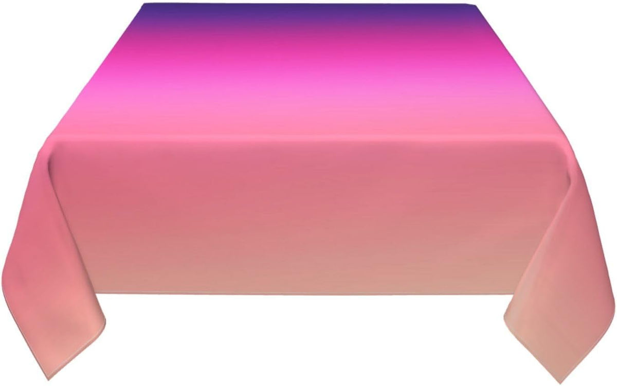 Square Table Cloth, Trendy Neon Pink Purple and Light Orange Tablecloths Washable Table Cover for Kitchen Dinning Party Tabletop Modern Decoration,54inch