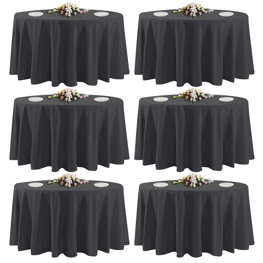 10 Pack White Round Tablecloths, 120 Inch Stain Resistant and Wrinkle Polyester Fabric Washable Table Clothes Cover for Kitchen Dining, Wedding, Reception Banquet, Birthday Party, Buffet Restaurant