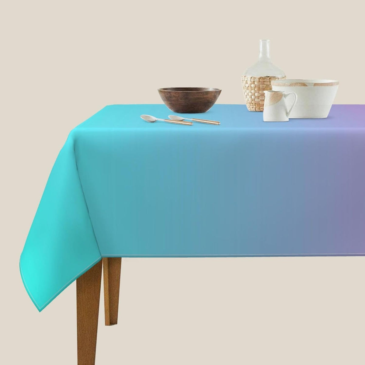 Square Table Cloth, Purple Pink Aqua Ombre Tablecloths Washable Table Cover for Kitchen Dinning Party Tabletop Modern Decoration,60inch
