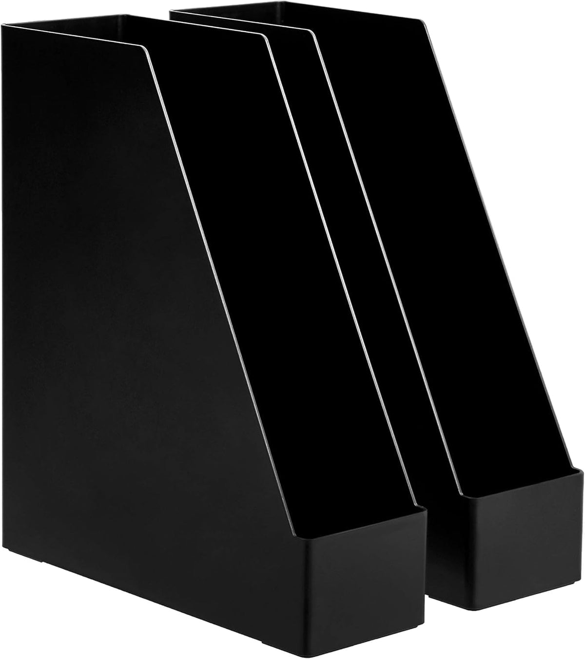 Amazon Basics Plastic Desk Organizer Magazine Rack and File Holder, Black, 4-Pack