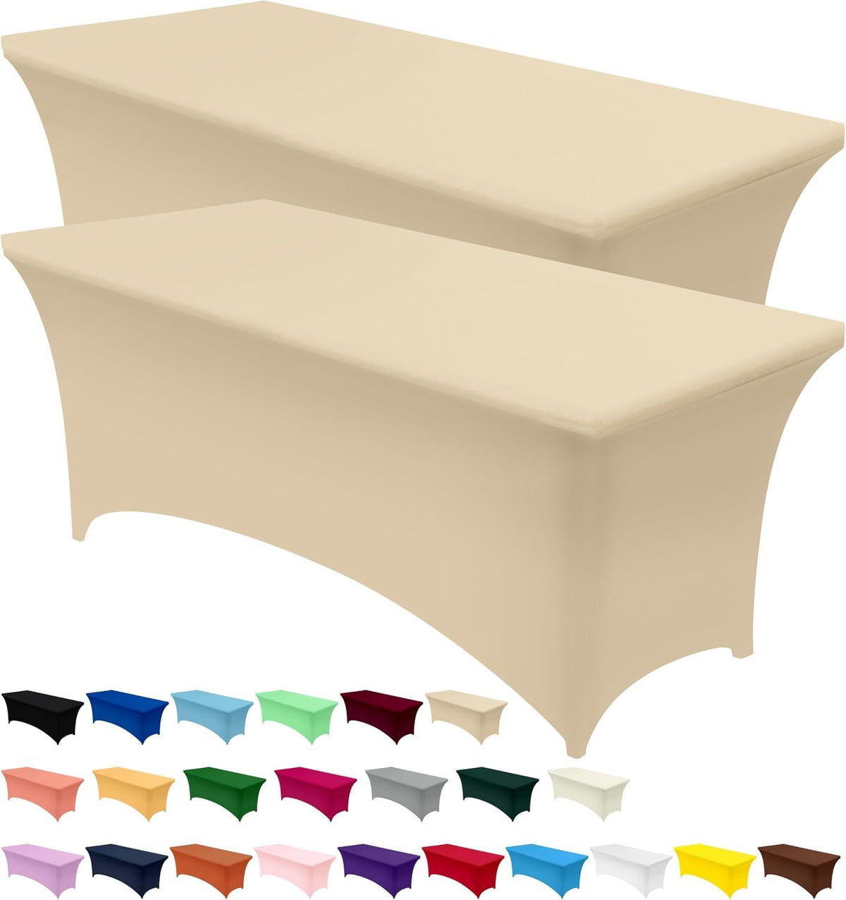 Utopia Kitchen Spandex Table Cloth 2 Pack [8FT, 96Lx30Wx30H Inch, Black]