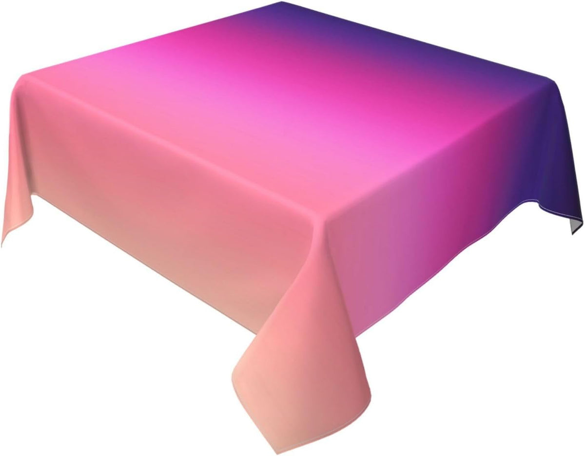 Square Table Cloth, Trendy Neon Pink Purple and Light Orange Tablecloths Washable Table Cover for Kitchen Dinning Party Tabletop Modern Decoration,54inch