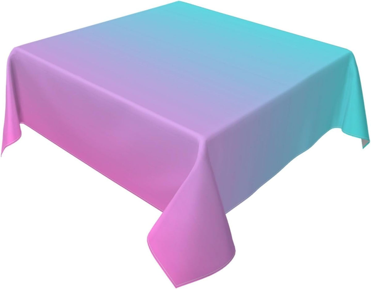 Square Table Cloth, Purple Pink Aqua Ombre Tablecloths Washable Table Cover for Kitchen Dinning Party Tabletop Modern Decoration,60inch