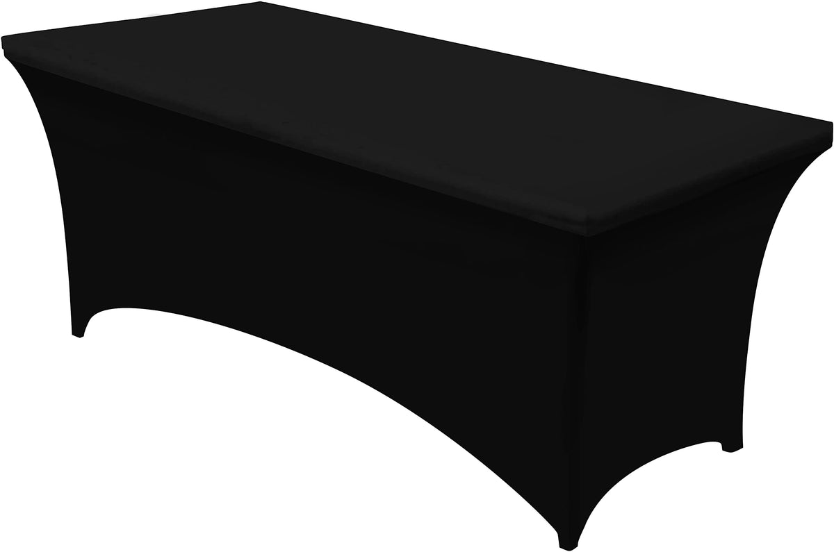 Utopia Kitchen Spandex Table Cloth 2 Pack [8FT, 96Lx30Wx30H Inch, Black]