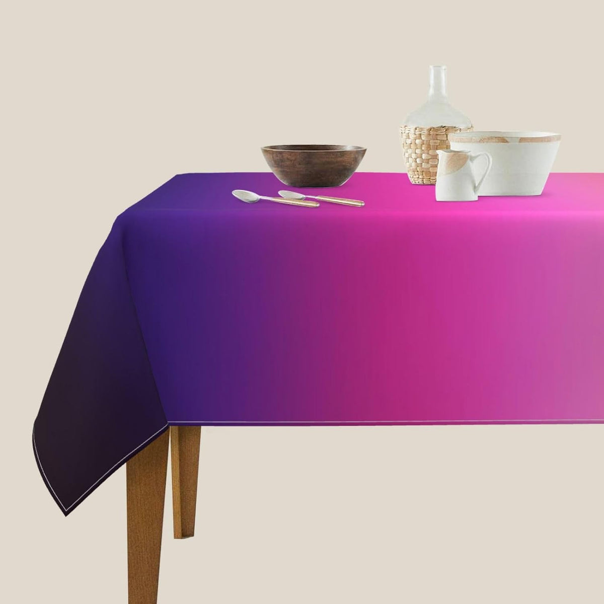 Square Table Cloth, Trendy Neon Pink Purple and Light Orange Tablecloths Washable Table Cover for Kitchen Dinning Party Tabletop Modern Decoration,54inch