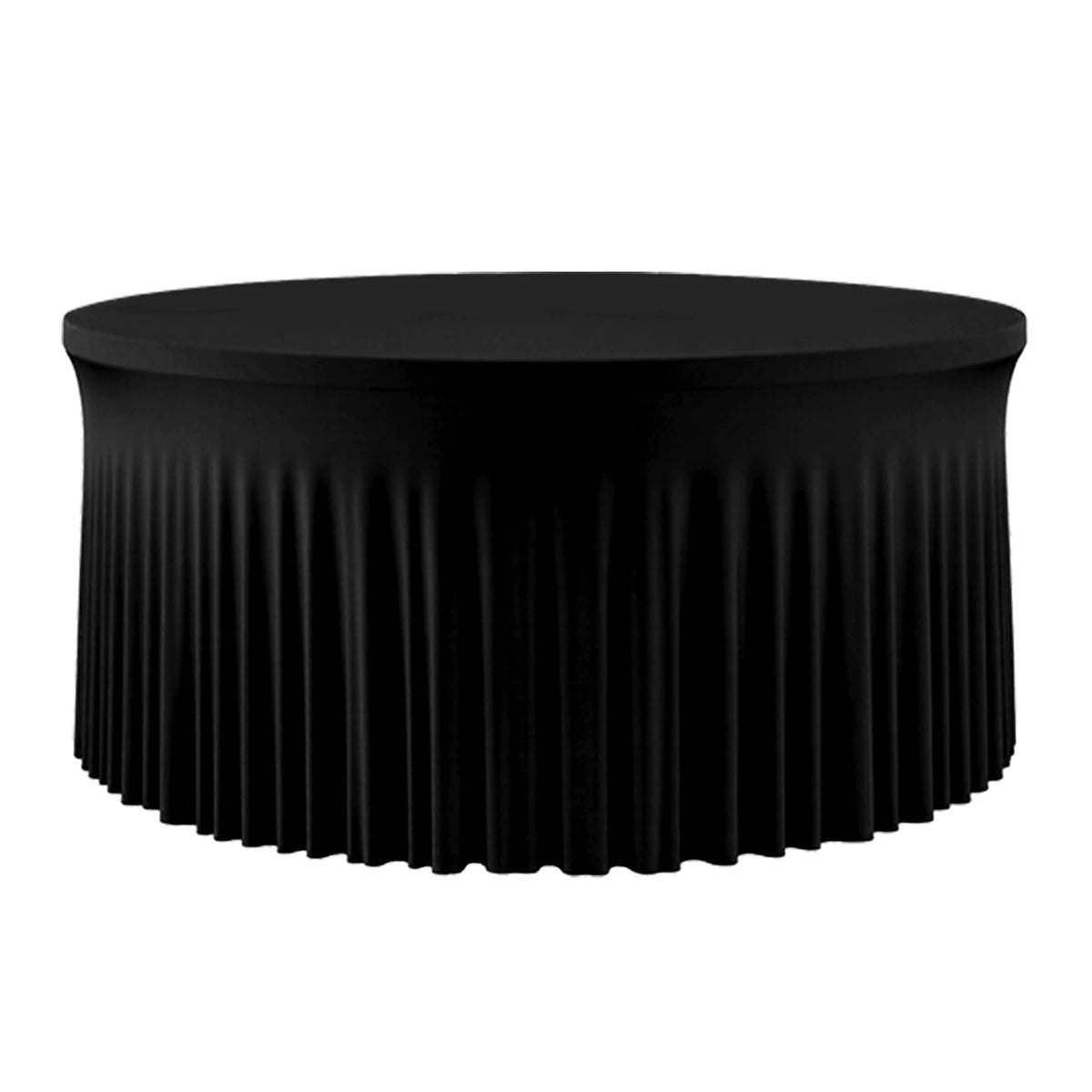 60 Inch Dark Green Round Tablecloth - Stretch Spandex Fitted Table Cover with Elastic Skirt Edge, Wrinkle-Free & Reusable for 5FT Tables Wedding Banquet Party Birthday Buffet