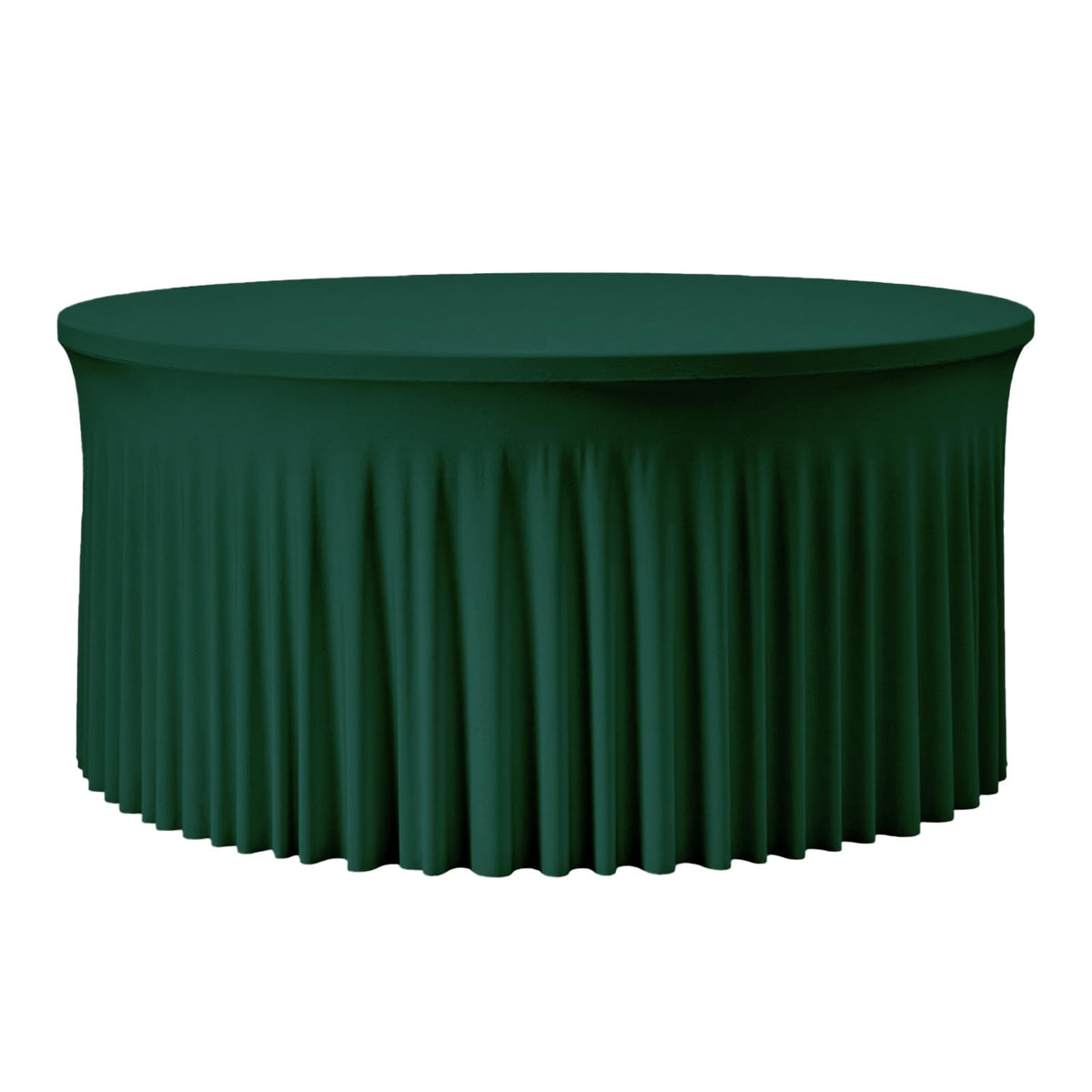 60 Inch Dark Green Round Tablecloth - Stretch Spandex Fitted Table Cover with Elastic Skirt Edge, Wrinkle-Free & Reusable for 5FT Tables Wedding Banquet Party Birthday Buffet