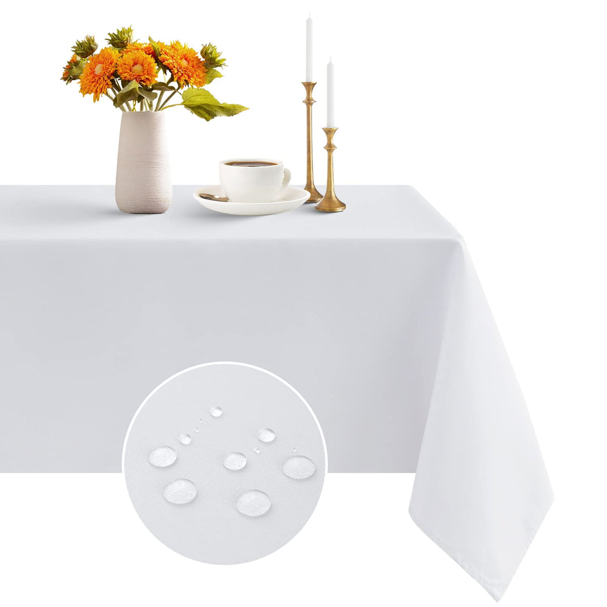Romanstile Rectangle Tablecloth - Waterproof and Wrinkle Resistant Washable Polyester Table Cloth for Kitchen Dining/Party/Wedding Indoor and Outdoor Use (60 x 84 inch,Black)
