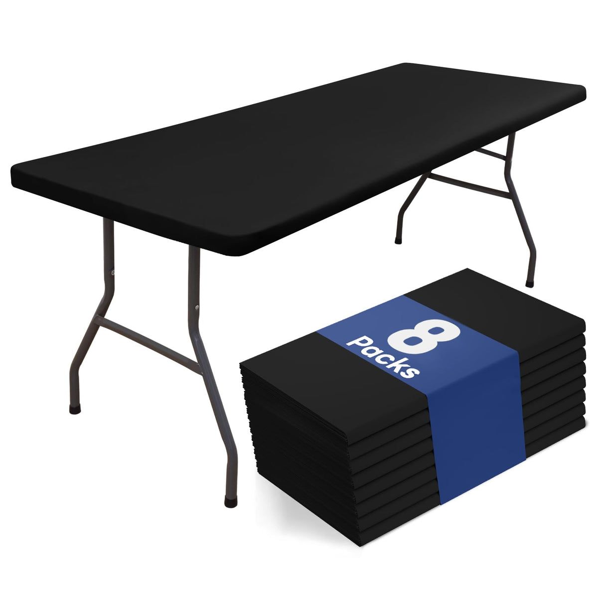 homing Rectangle Table Cloth Cover 6 Foot Black Elastic Fitted Tablecloth