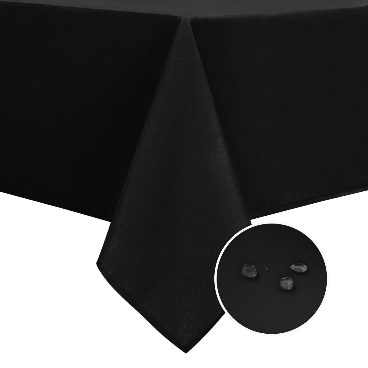 DWCN Rectangle Tablecloth - 60 x 84 Inch - Waterproof Stain and Wrinkle Resistant Washable Table Cloth, Decorative Fabric Table Cover for Kitchen Dining Room Party and Outdoor Use, Black