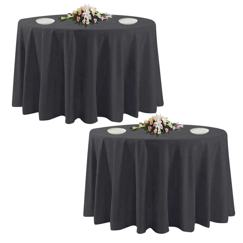 10 Pack White Round Tablecloths, 120 Inch Stain Resistant and Wrinkle Polyester Fabric Washable Table Clothes Cover for Kitchen Dining, Wedding, Reception Banquet, Birthday Party, Buffet Restaurant