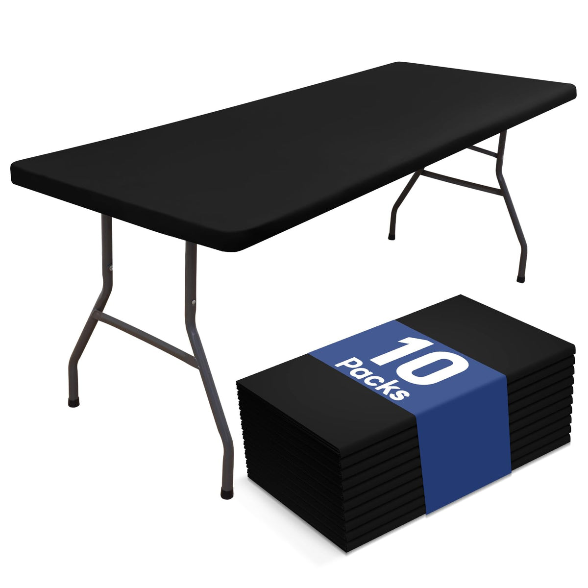 homing Rectangle Table Cloth Cover 6 Foot Black Elastic Fitted Tablecloth