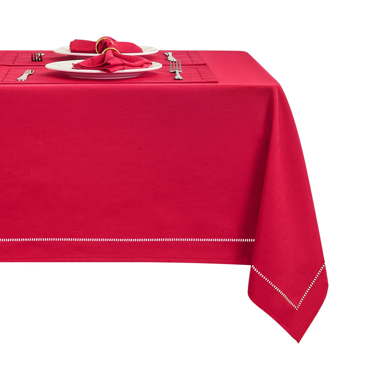 Flaxen 52x70 Rectangle Polyester Linen Farmhouse Tablecloth