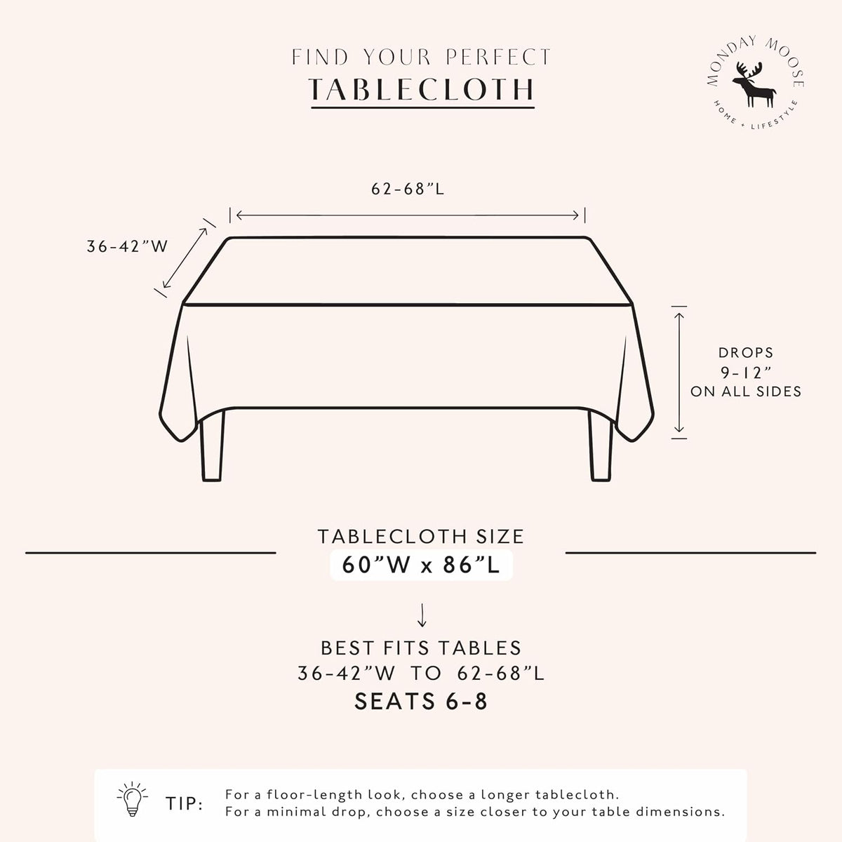 MONDAY MOOSE Ruffle Farmhouse Rustic Rectangle Natural Stonewashed Cotton Tablecloth for Kitchen, Dining Room, Restaurant (60x86 inch, Teal Green)