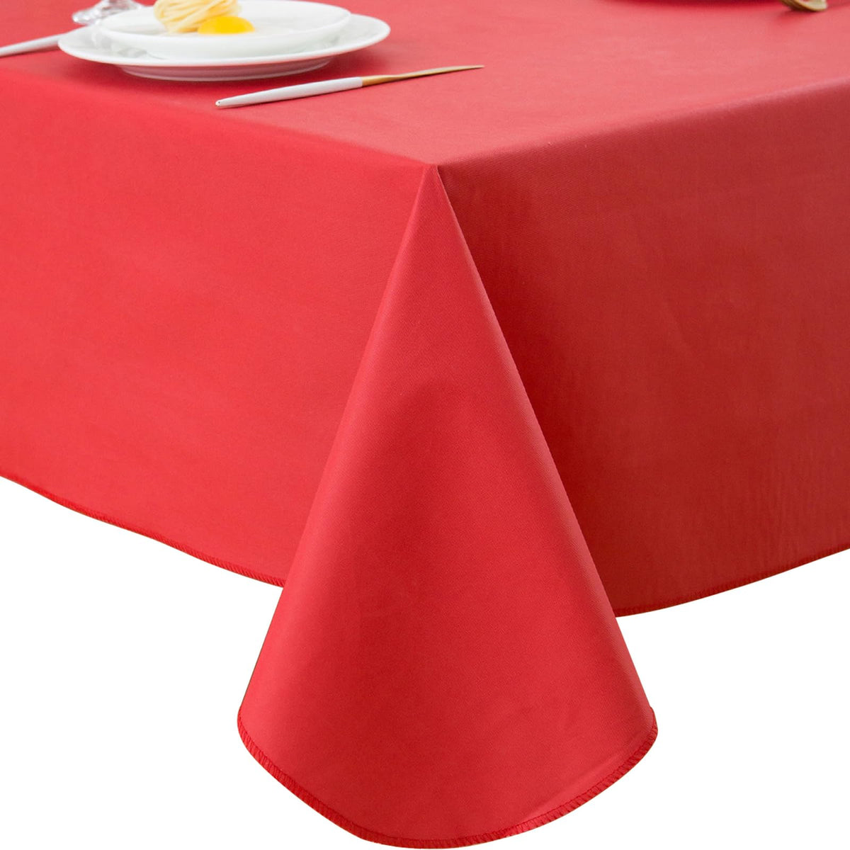 LIBERECOO Vinyl Tablecloth with Flannel Backing, Grass Green, Waterproof, Stain-Resistant, Easy-Clean Table Cover for Holiday, Dining, Kitchen, and Outdoor Use, 60" x 120" Rectangle