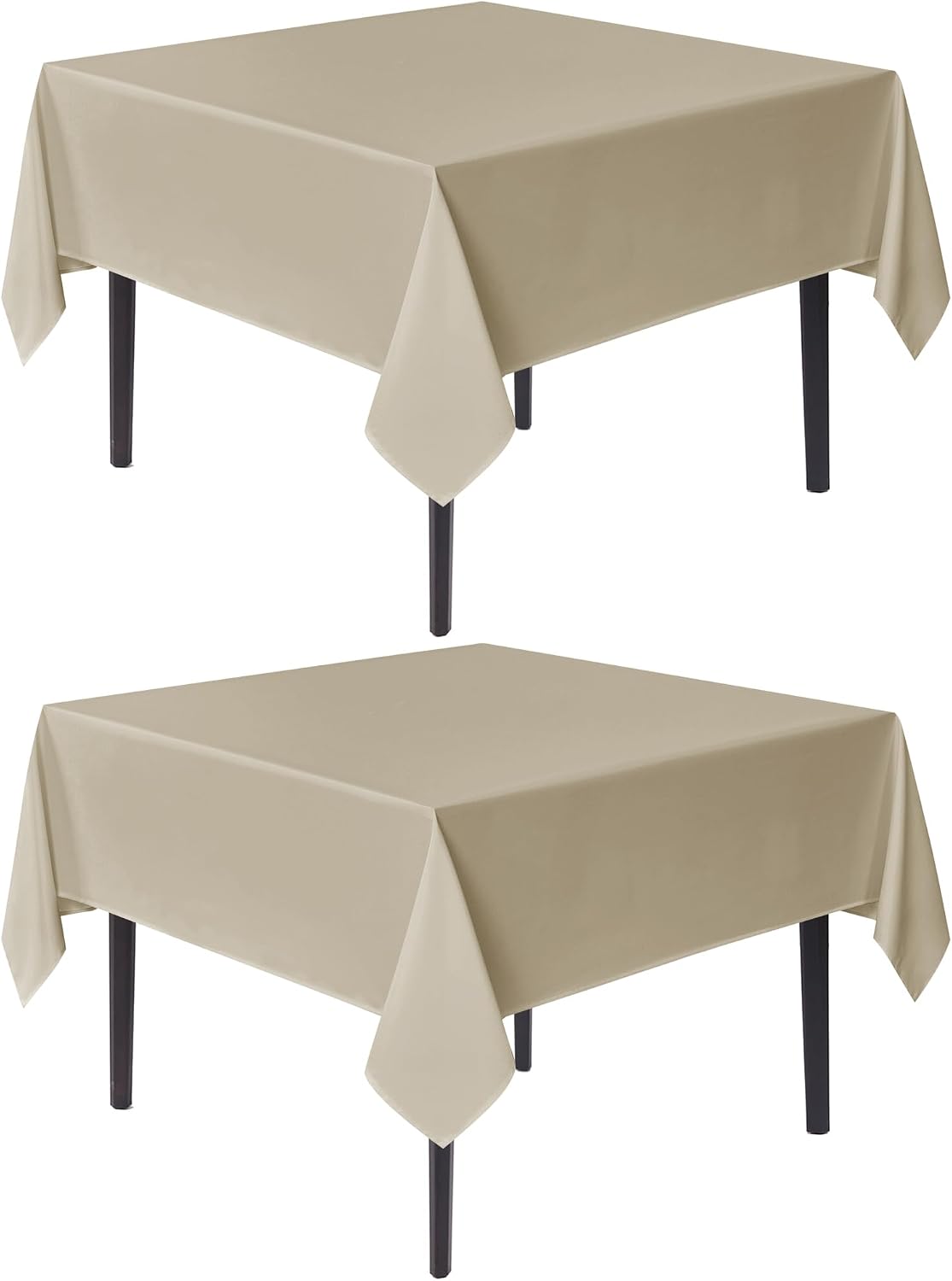 sancua Natural Square Tablecloth 54x54 Inch Fabric Card Table Cloth, 2 Pack