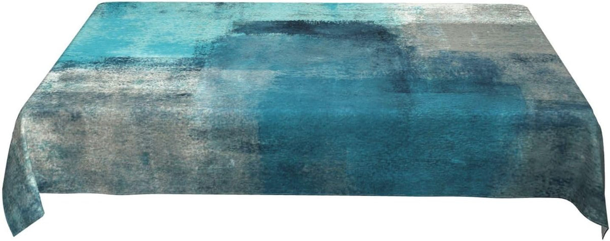 Teal and Grey Table Cloth Turquoise Tablecloth Rectangle Washable Table Cover for Decoration Kitchen Dining Room 60x90 Inch