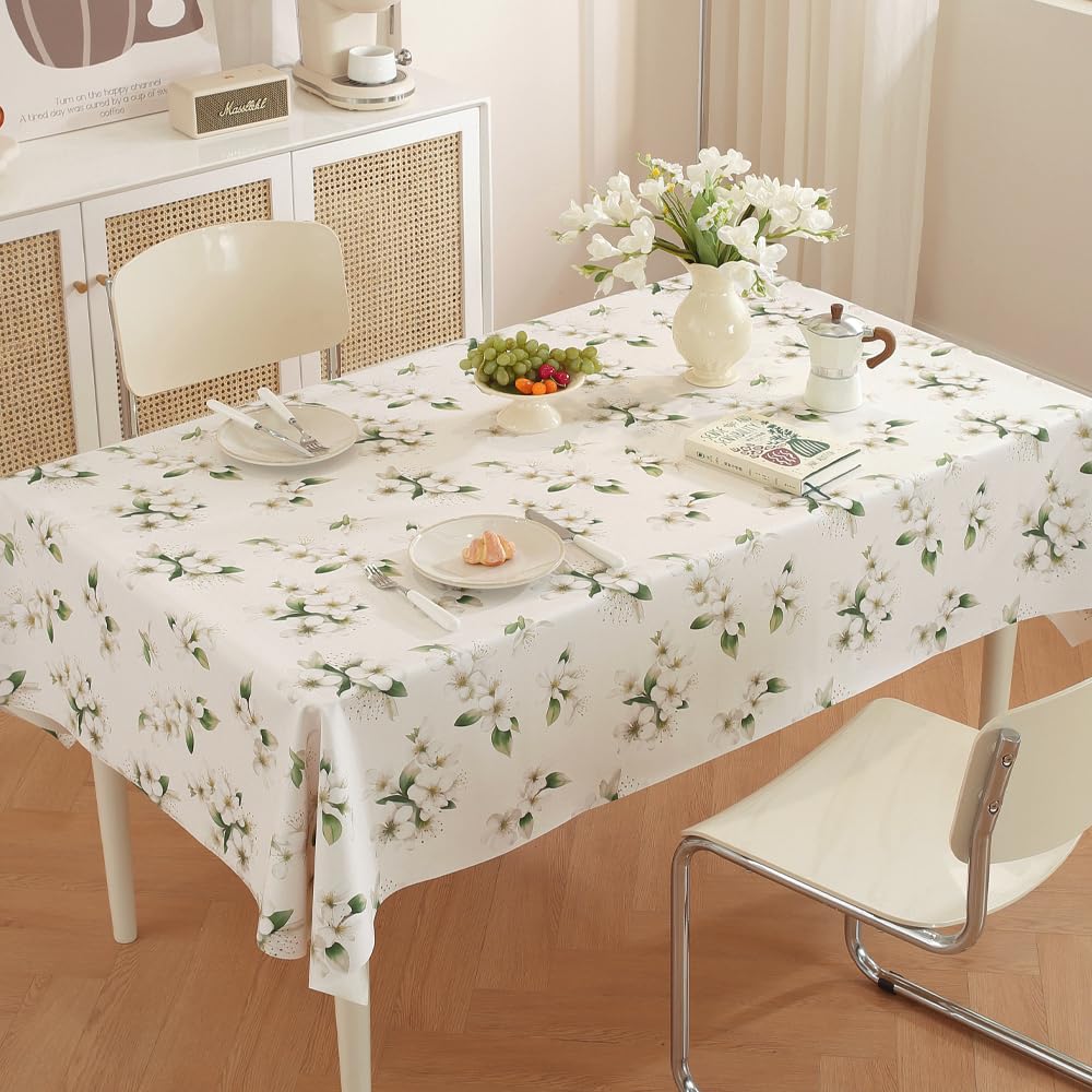 TruDelve Heavy Duty Vinyl Table Cloth Plastic Table Cloth for Kitchen Dining Table Wipeable PVC Waterproof Tablecloth for Rectangle Table(54"x72",Geometry)