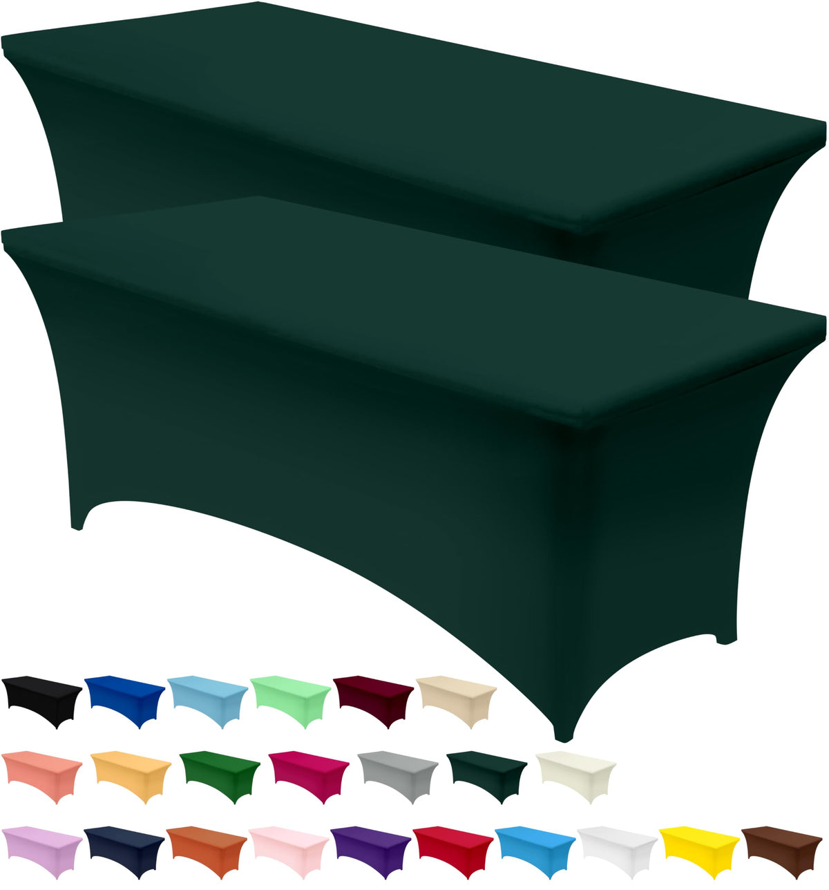Utopia Kitchen Spandex Table Cloth 2 Pack [8FT, 96Lx30Wx30H Inch, Black]