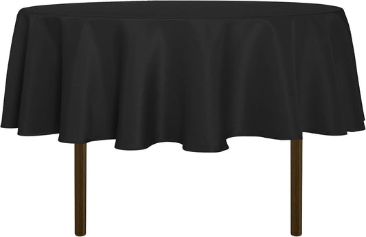 sancua Black Round Tablecloth 60 Inch Diameter for 20-48 Inch Tables