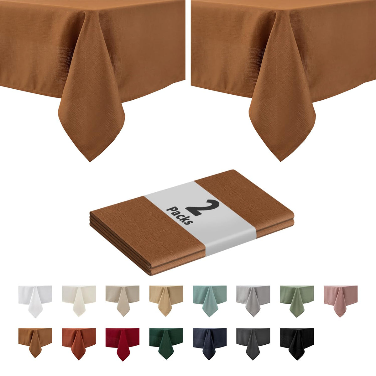 maxmill Rectangle Slubby Textured Tablecloth Waterproof Spillproof Wrinkle Free Table Cloth, Kitchen Dining Tabletop Decoration, Fabric Table Cover for Holiday Dinner Parties, 52 x 70 Inch, Beige