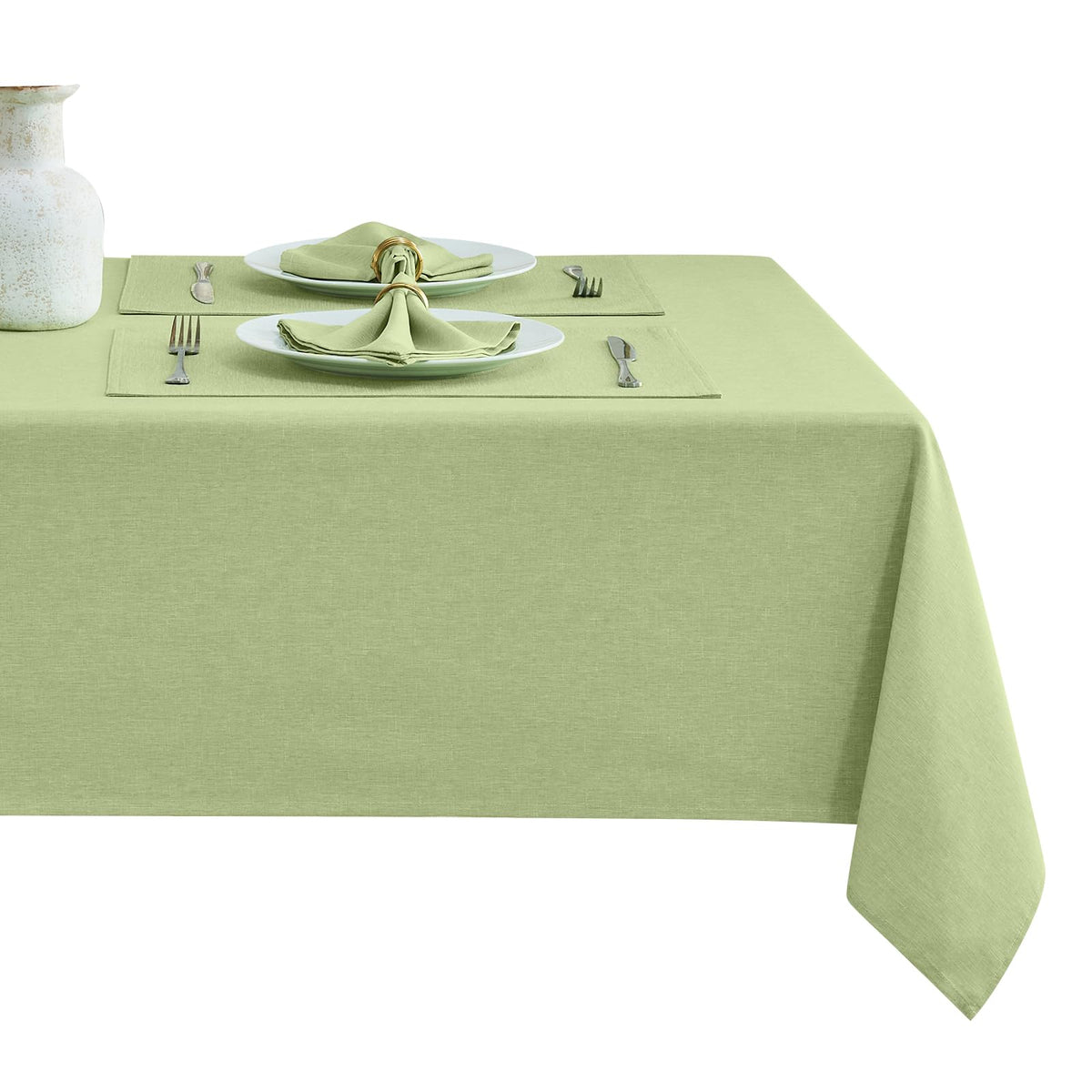 Flaxen 52x70 Rectangular Polyester Linen Farmhouse Tablecloth