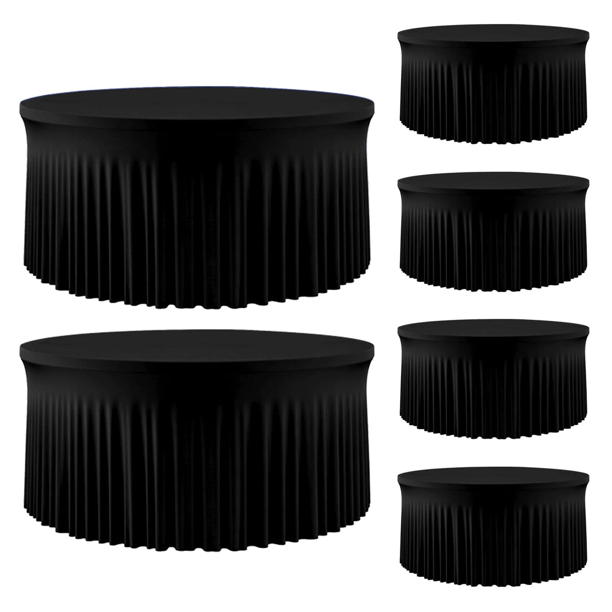 60 Inch Dark Green Round Tablecloth - Stretch Spandex Fitted Table Cover with Elastic Skirt Edge, Wrinkle-Free & Reusable for 5FT Tables Wedding Banquet Party Birthday Buffet