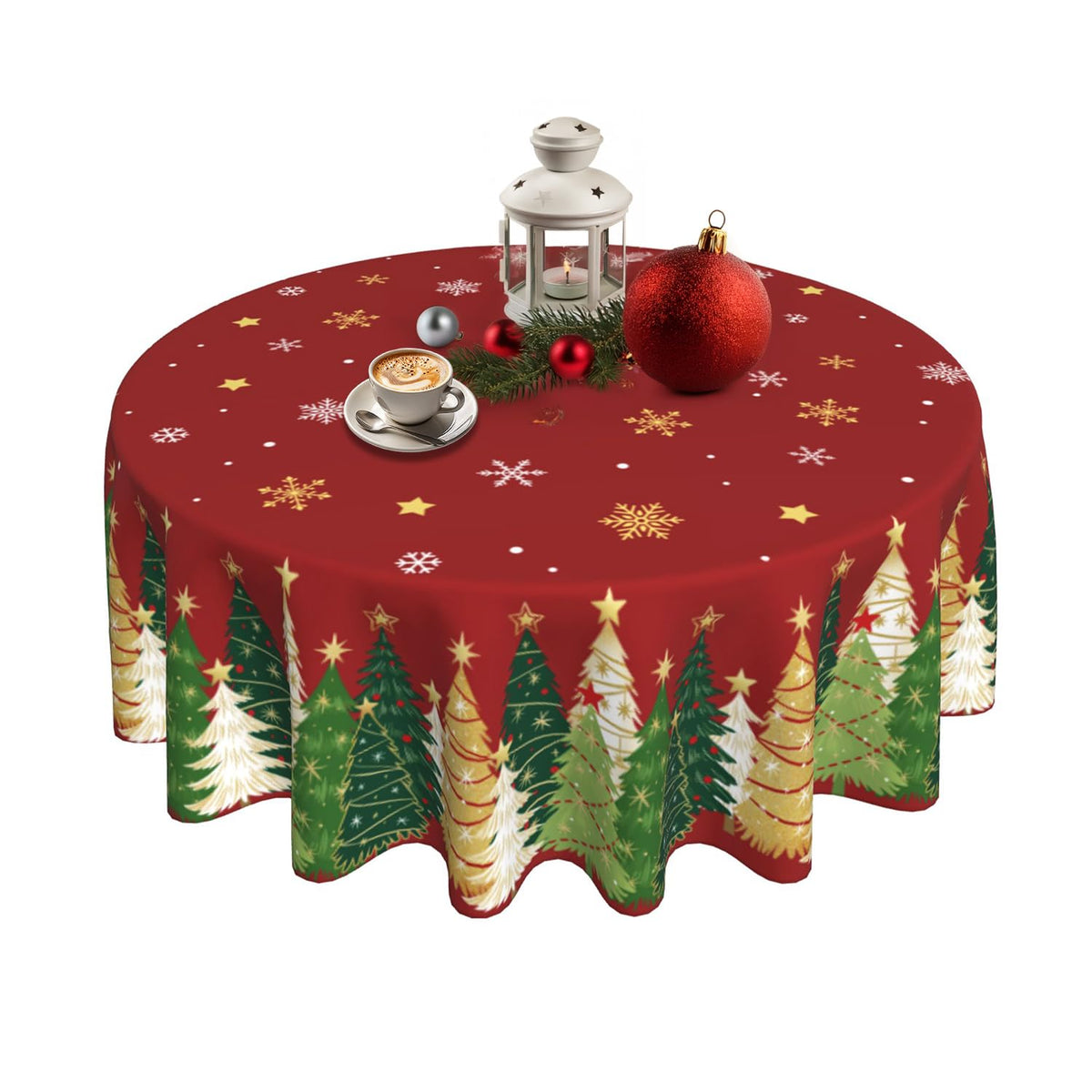 Fall Round Tablecloth 60x60 Inch Autumn Maple Leaves Birds Table Cover Holiday Decorations Seasonal Decor for Home Kitchen Dining Room Picnic Party