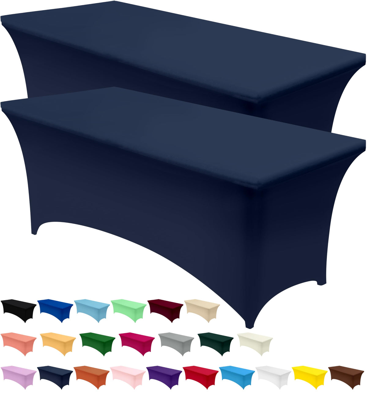 Utopia Kitchen Spandex Table Cloth 2 Pack [8FT, 96Lx30Wx30H Inch, Black]