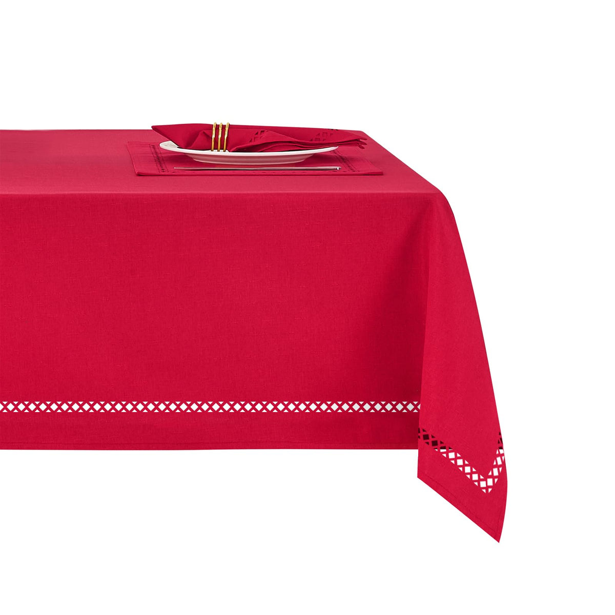 Flaxen 52x70 Rectangle Polyester Linen Farmhouse Tablecloth