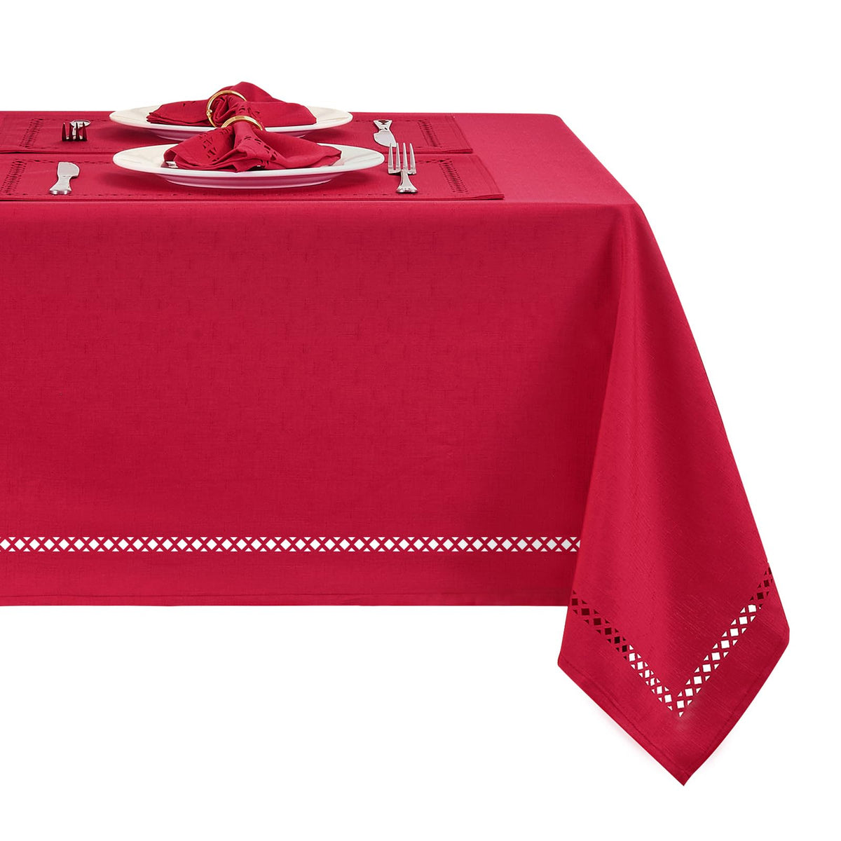 Flaxen 52x70 Rectangle Polyester Linen Farmhouse Tablecloth