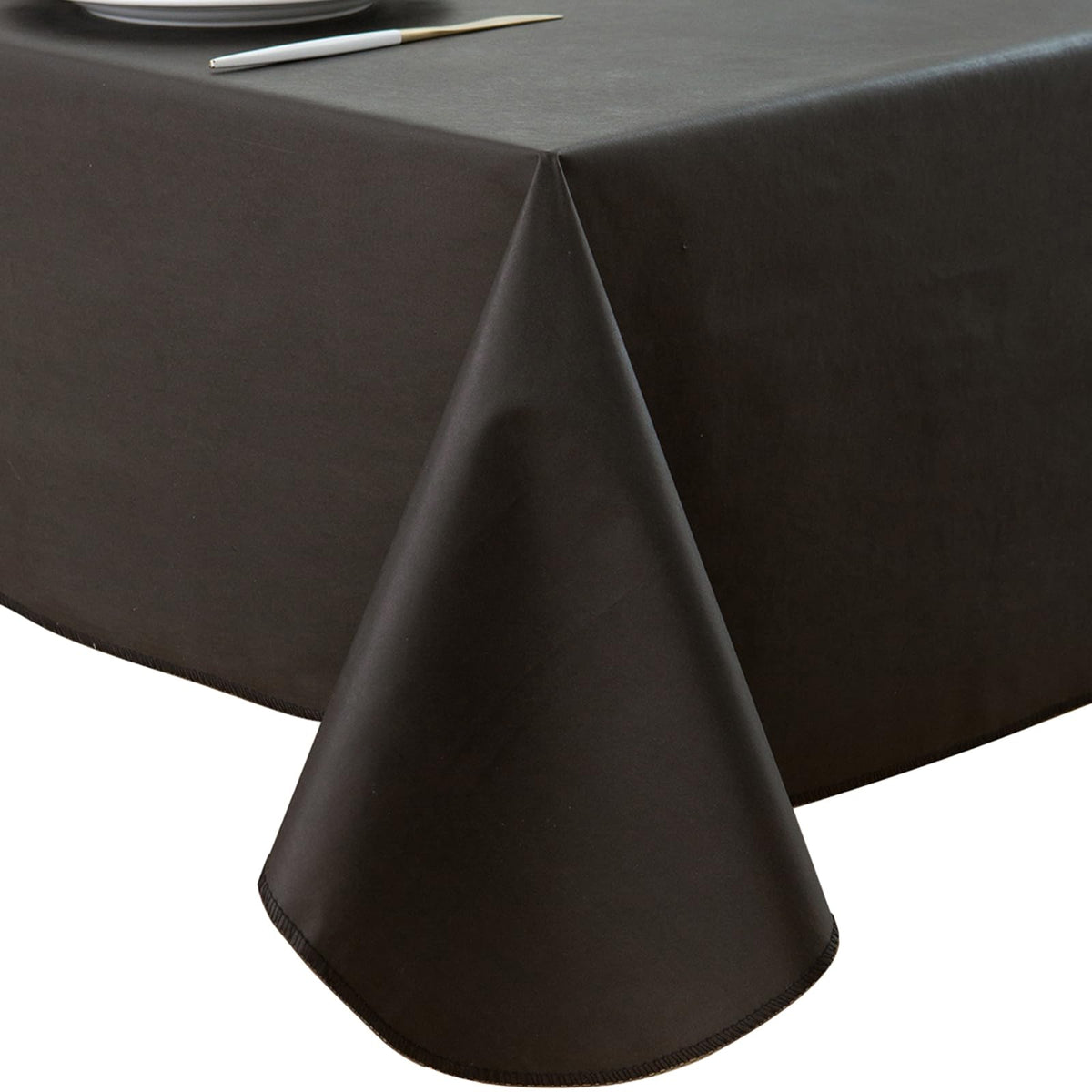 LIBERECOO Vinyl Tablecloth with Flannel Backing, Grass Green, Waterproof, Stain-Resistant, Easy-Clean Table Cover for Holiday, Dining, Kitchen, and Outdoor Use, 60" x 120" Rectangle