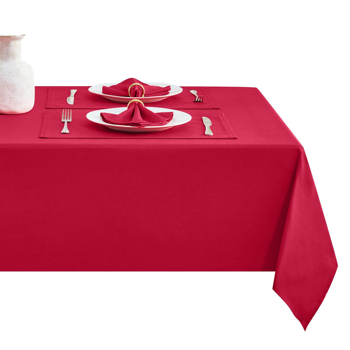 Flaxen 52x70 Rectangular Polyester Linen Farmhouse Tablecloth