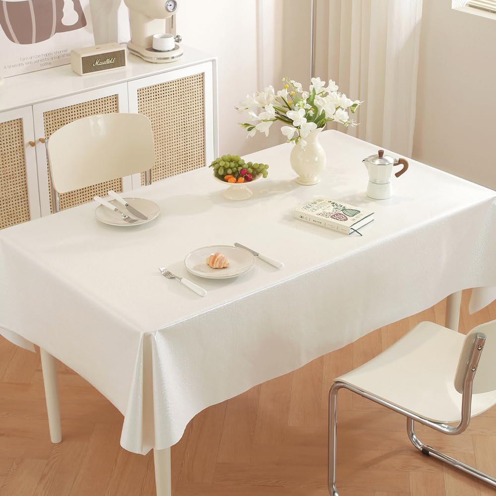 TruDelve Heavy Duty Vinyl Table Cloth Plastic Table Cloth for Kitchen Dining Table Wipeable PVC Waterproof Tablecloth for Rectangle Table(54"x72",Geometry)