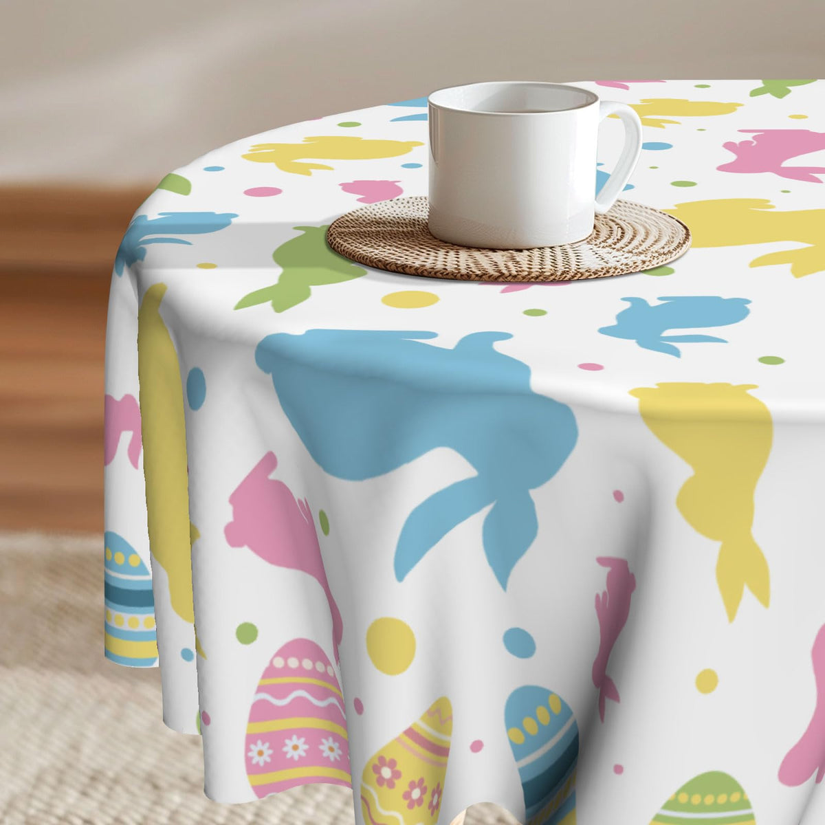 Imiss Floral Round Tablecloth Durable Washable Table Cover Bohemian Blue Red Floral Branches Decorative Farmhouse Table Cloth 60 Inch for Kitchen Dining Party Camping
