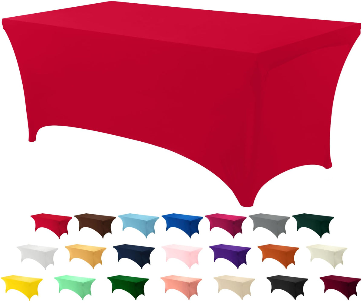 Utopia Kitchen Spandex Table Cloth 2 Pack [8FT, 96Lx30Wx30H Inch, Black]