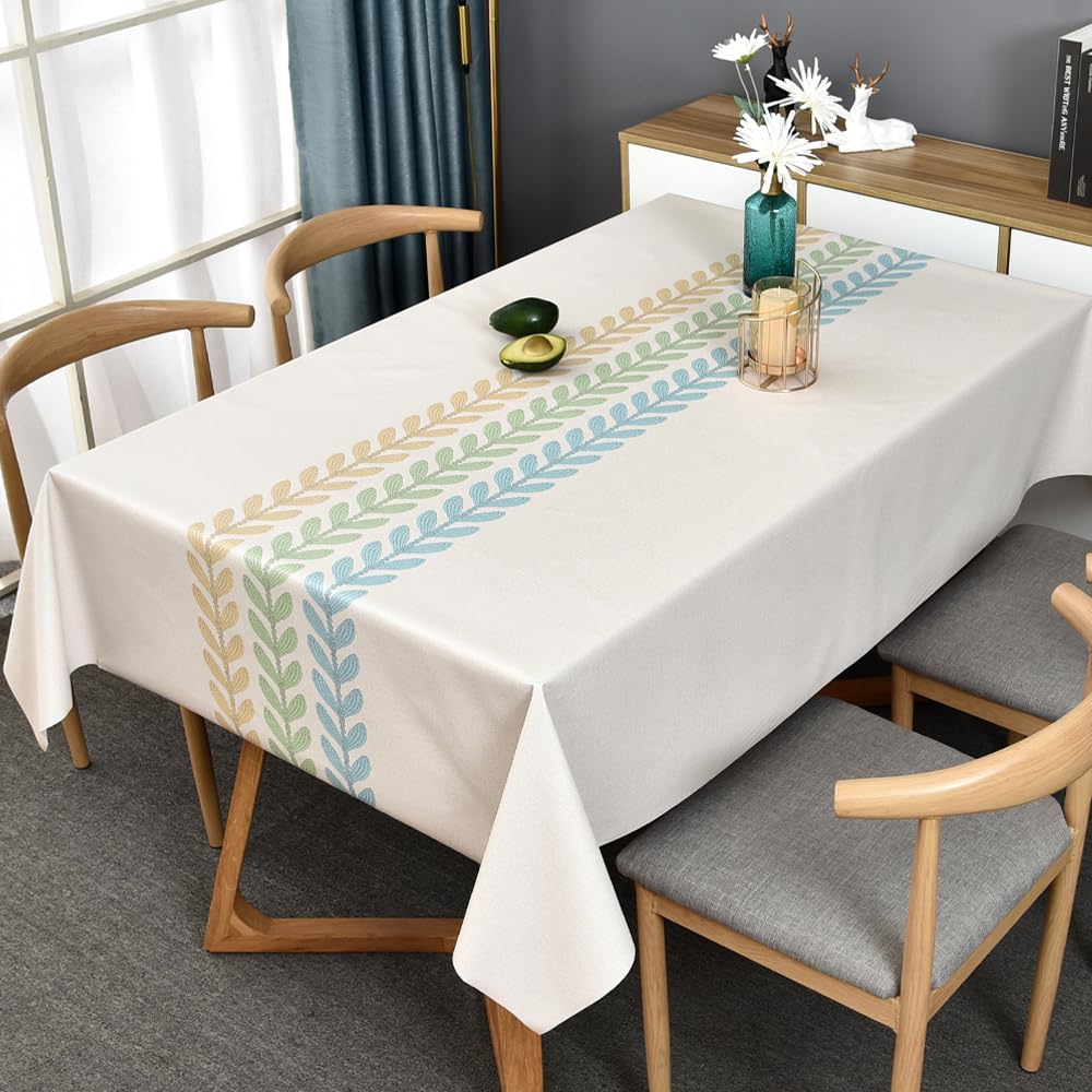TruDelve Heavy Duty Vinyl Table Cloth Plastic Table Cloth for Kitchen Dining Table Wipeable PVC Waterproof Tablecloth for Rectangle Table(54"x72",Geometry)