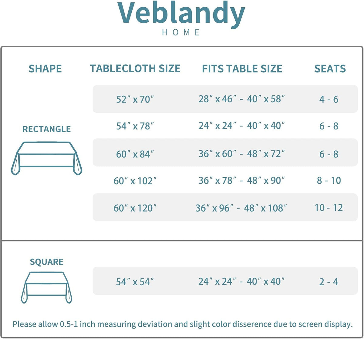 Veblandy Table Cloth Rectangle Waterproof Spill-Proof Wrinkle-Free Tablecloth Washable, Kitchen Dining Tabletop Decoration, Fabric Table Cover for Indoor and Outdoor Use, 52 x 70 Inch, Navy Blue